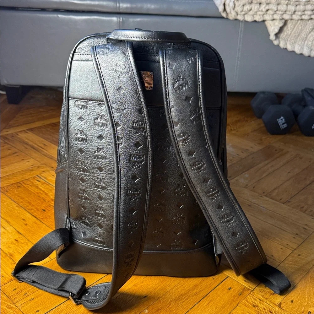 MCM Black Embossed Backpack